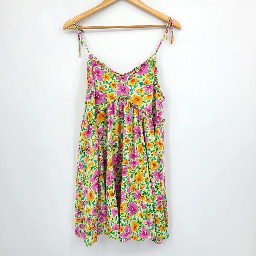 Patrons Of Peace Malibu Dress IV Lime Babydoll Cottagecore Boho Festival Size M